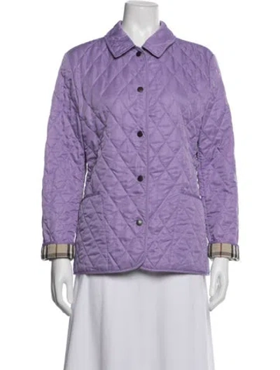 Pre-owned Burberry Plaid Print Jacket In Purple