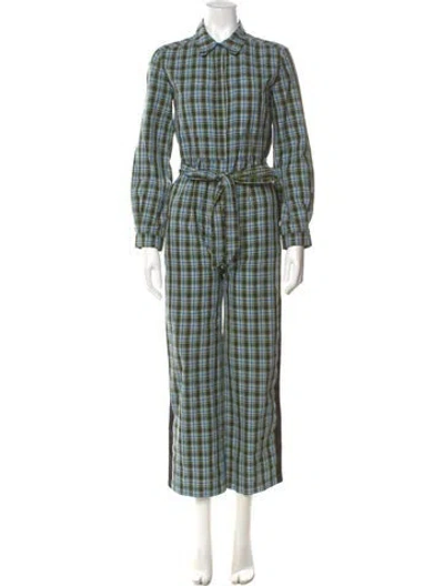 Pre-owned Burberry Plaid Print Jumpsuit In Blue