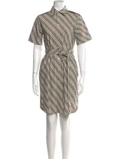 Pre-owned Burberry Plaid Print Knee-length Dress W/ Tags In Neutral