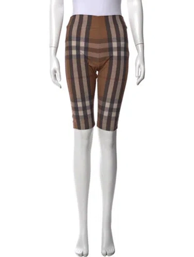 Pre-owned Burberry Plaid Print Knee-length Shorts In Brown