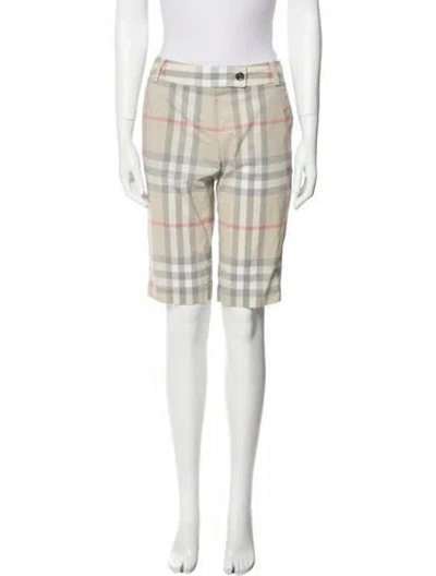 Pre-owned Burberry Plaid Print Knee-length Shorts In Neutral