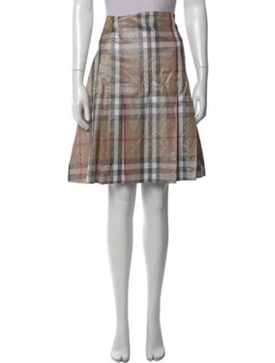 Pre-owned Burberry Plaid Print Knee-length Skirt In Neutral