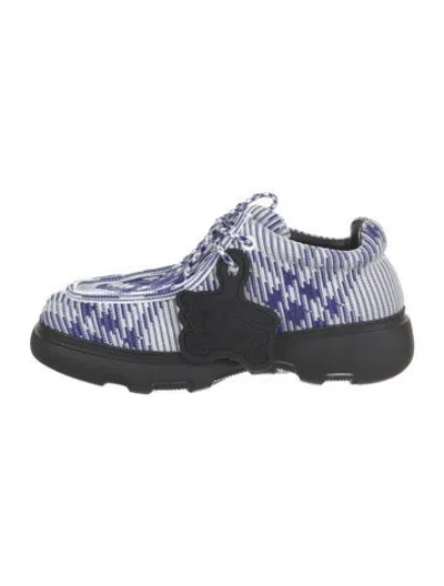 Pre-owned Burberry Plaid Print Lace-up Boots W/ Tags In Blue