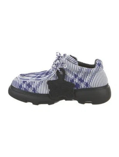 Pre-owned Burberry Plaid Print Lace-up Boots W/ Tags In Blue