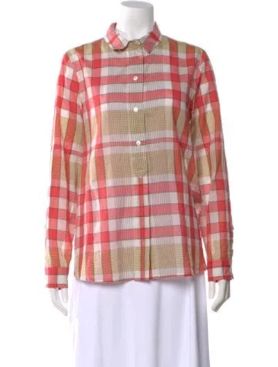 Pre-owned Burberry Plaid Print Long Sleeve Blouse In Multi