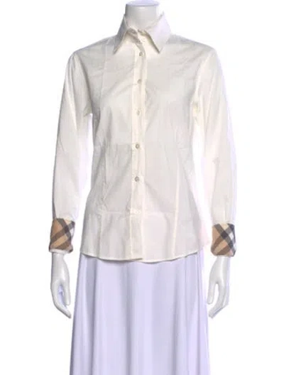 Pre-owned Burberry Plaid Print Long Sleeve Button-up Top In Neutral