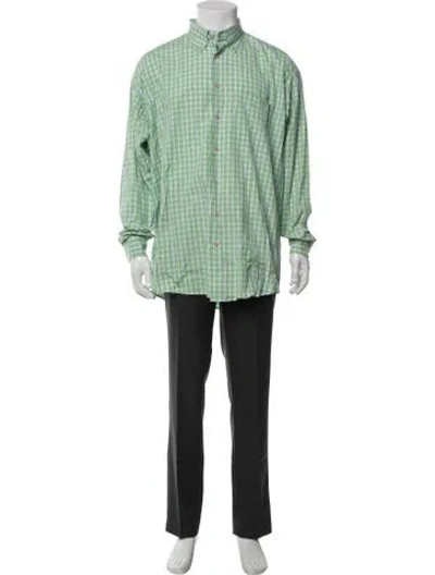 Pre-owned Burberry Plaid Print Long Sleeve Dress Shirt In Green