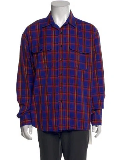 Pre-owned Burberry Plaid Print Long Sleeve Shirt In Blue