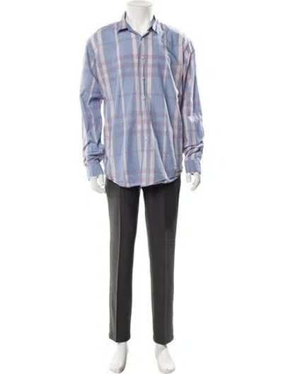 Pre-owned Burberry Plaid Print Long Sleeve Shirt In Blue