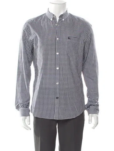 Pre-owned Burberry Plaid Print Long Sleeve Shirt In Blue