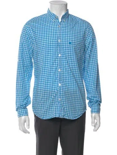Pre-owned Burberry Plaid Print Long Sleeve Shirt In Blue