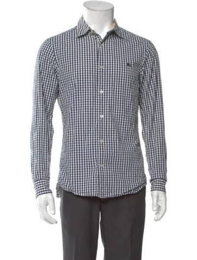 Pre-owned Burberry Plaid Print Long Sleeve Shirt In Blue