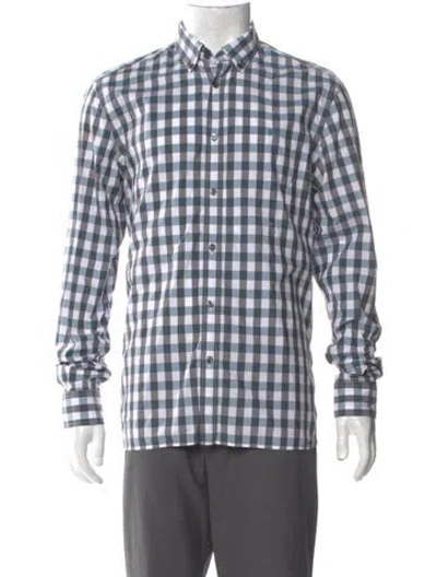 Pre-owned Burberry Plaid Print Long Sleeve Shirt In Blue