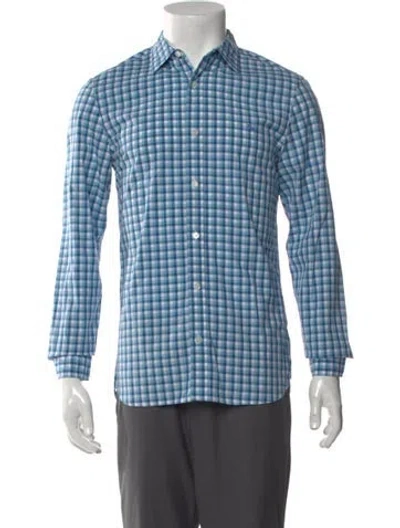 Pre-owned Burberry Plaid Print Long Sleeve Shirt In Blue