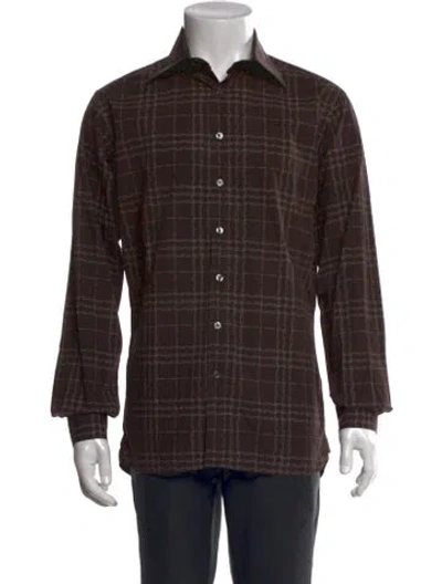 Pre-owned Burberry Plaid Print Long Sleeve Shirt In Brown