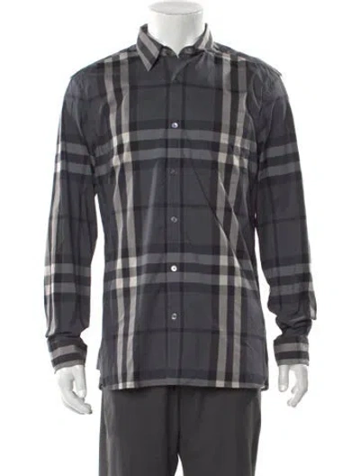 Pre-owned Burberry Plaid Print Long Sleeve Shirt In Gray