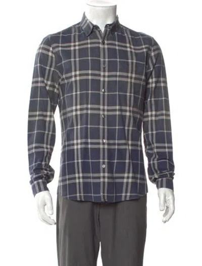 Pre-owned Burberry Plaid Print Long Sleeve Shirt In Gray