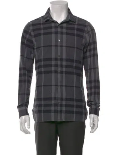 Pre-owned Burberry Plaid Print Long Sleeve Shirt In Gray