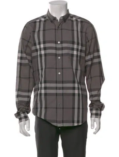 Pre-owned Burberry Plaid Print Long Sleeve Shirt In Gray