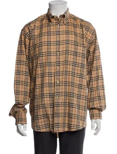 Pre-owned Burberry Plaid Print Long Sleeve Shirt In Neutral