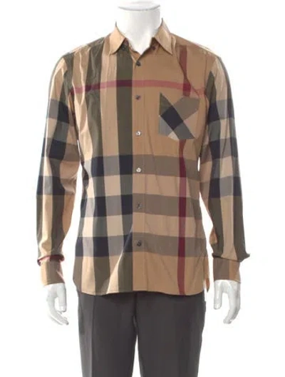Pre-owned Burberry Plaid Print Long Sleeve Shirt In Neutral