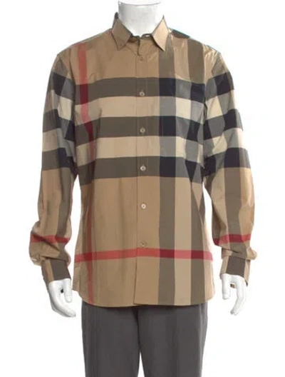 Pre-owned Burberry Plaid Print Long Sleeve Shirt In Neutral