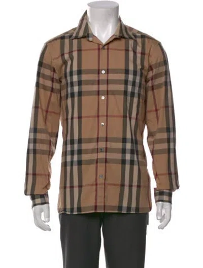 Pre-owned Burberry Plaid Print Long Sleeve Shirt In Neutral