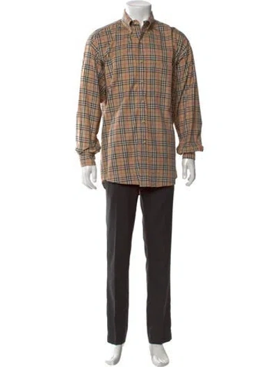 Pre-owned Burberry Plaid Print Long Sleeve Shirt In Neutral