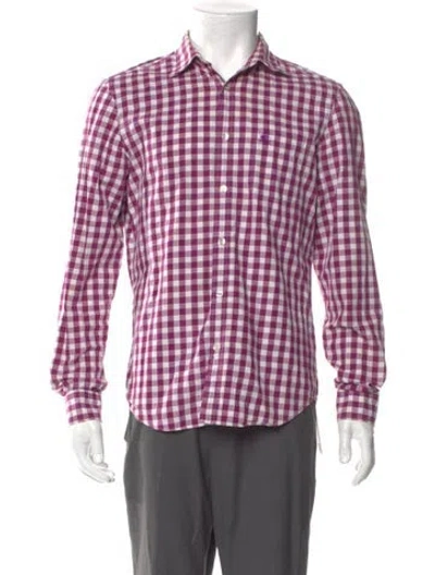 Pre-owned Burberry Plaid Print Long Sleeve Shirt In Purple