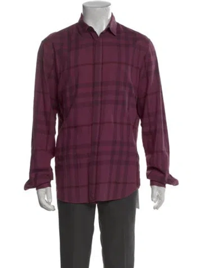Pre-owned Burberry Plaid Print Long Sleeve Shirt In Purple