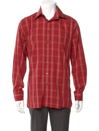 Pre-owned Burberry Plaid Print Long Sleeve Shirt In Red