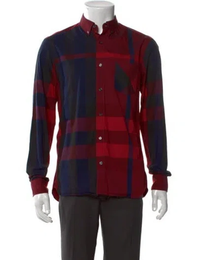 Pre-owned Burberry Plaid Print Long Sleeve Shirt In Red