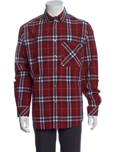 Pre-owned Burberry Plaid Print Long Sleeve Shirt In Red