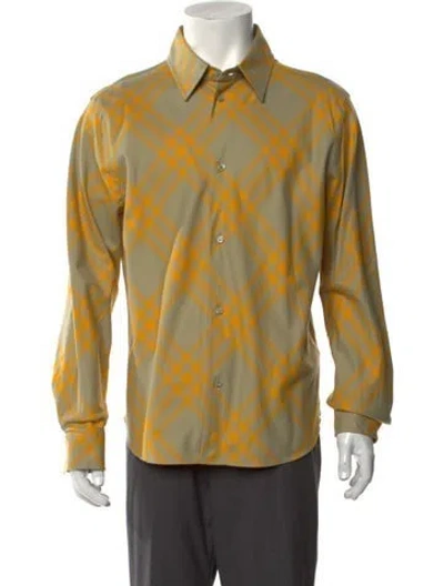 Pre-owned Burberry Plaid Print Long Sleeve Shirt W/ Tags In Yellow