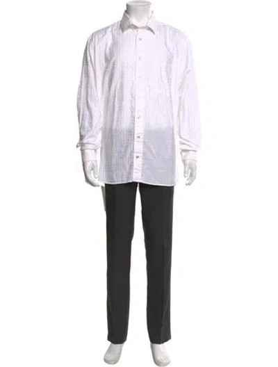Pre-owned Burberry Plaid Print Long Sleeve Shirt In White