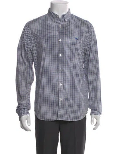 Pre-owned Burberry Plaid Print Long Sleeve Shirt In White