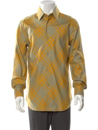 Pre-owned Burberry Plaid Print Long Sleeve Shirt In Yellow