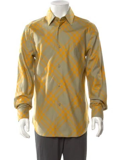 Pre-owned Burberry Plaid Print Long Sleeve Shirt In Yellow