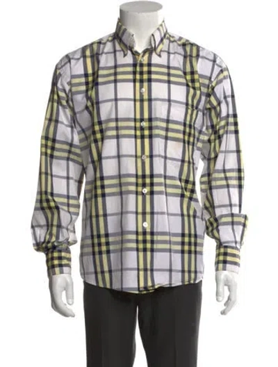 Pre-owned Burberry Plaid Print Long Sleeve Shirt In Yellow