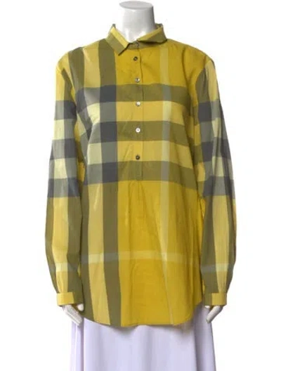 Pre-owned Burberry Plaid Print Long Sleeve Tunic In Yellow