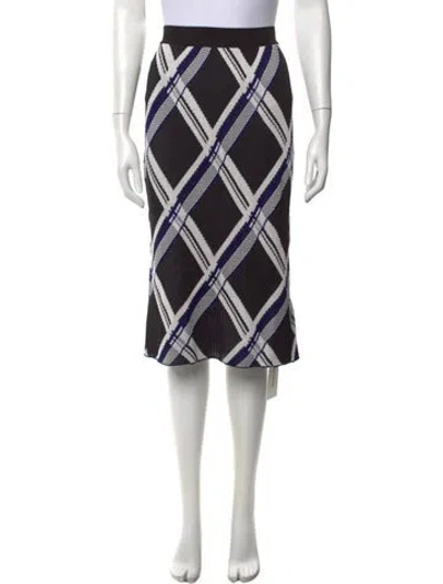 Pre-owned Burberry Plaid Print Midi Length Skirt W/ Tags In Black