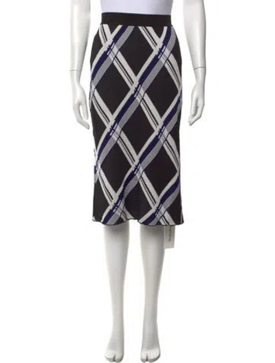 Pre-owned Burberry Plaid Print Midi Length Skirt W/ Tags In Black