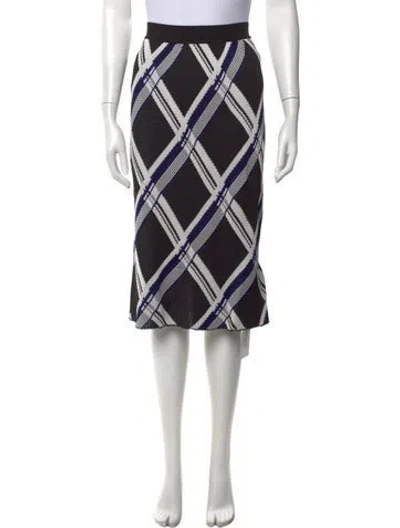 Pre-owned Burberry Plaid Print Midi Length Skirt W/ Tags In Black