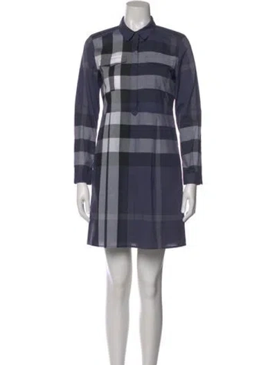 Pre-owned Burberry Plaid Print Mini Dress In Blue