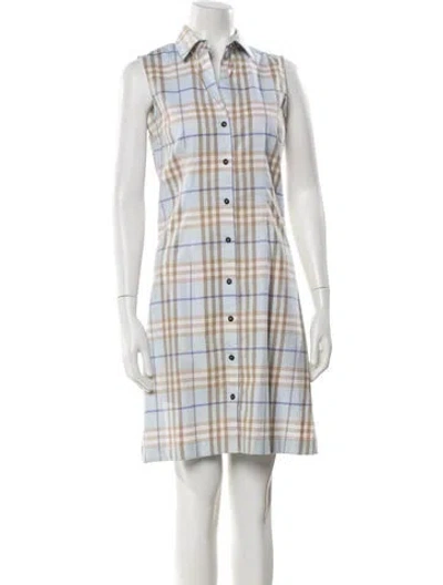 Pre-owned Burberry Plaid Print Mini Dress In Blue