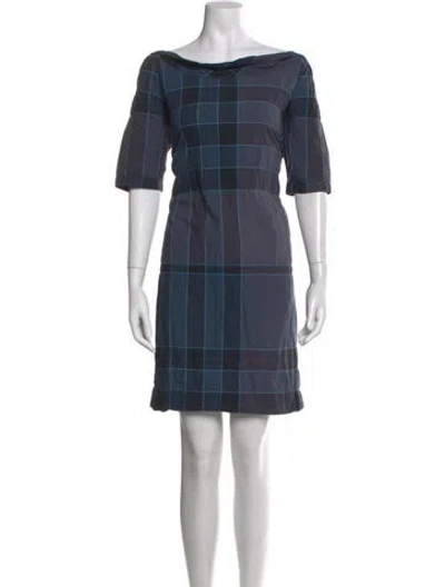 Pre-owned Burberry Plaid Print Mini Dress In Blue