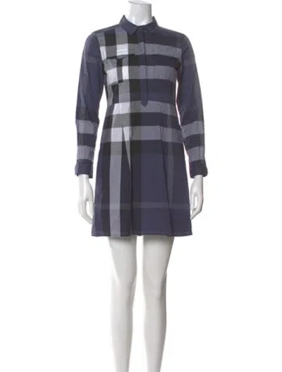 Pre-owned Burberry Plaid Print Mini Dress In Blue