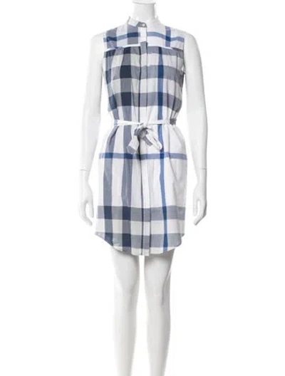 Pre-owned Burberry Plaid Print Mini Dress In Blue