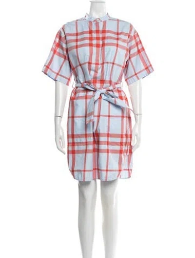 Pre-owned Burberry Plaid Print Mini Dress In Blue