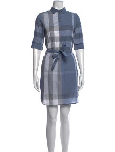 Pre-owned Burberry Plaid Print Mini Dress In Blue
